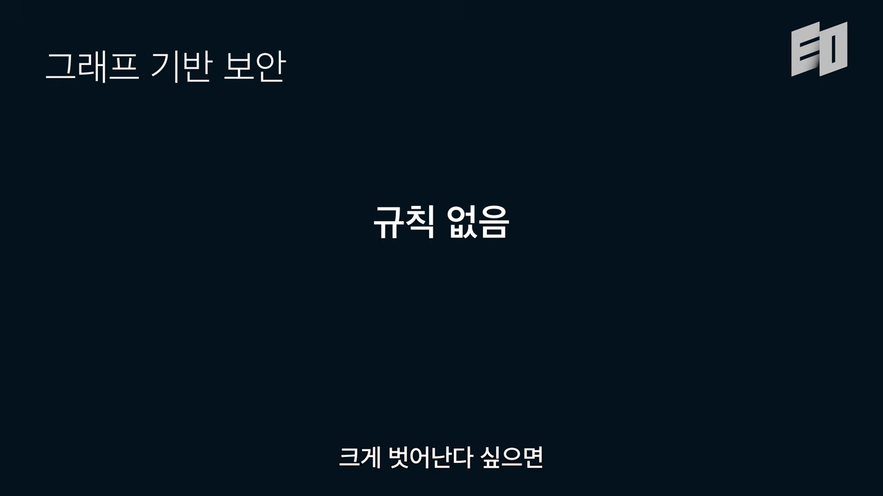 '그래프 기반 보안' 슬라이드의 핵심 한 단어 — 규칙 없음