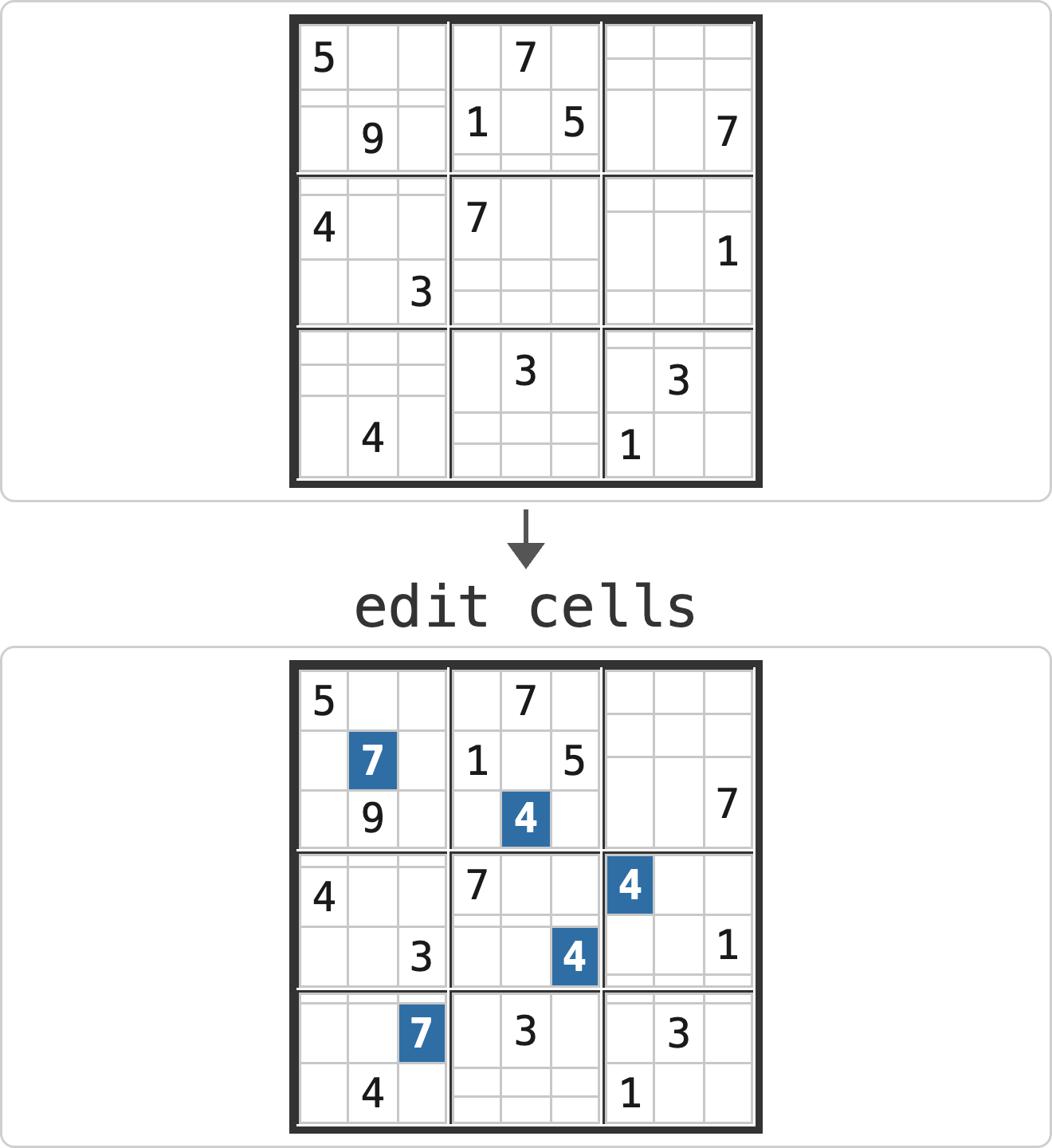 Sudoku Sketchpad — 사용자 입력이 스트리밍되는 동안 컨텍스트 셀을 제자리 편집(in-place editing)하는 방식