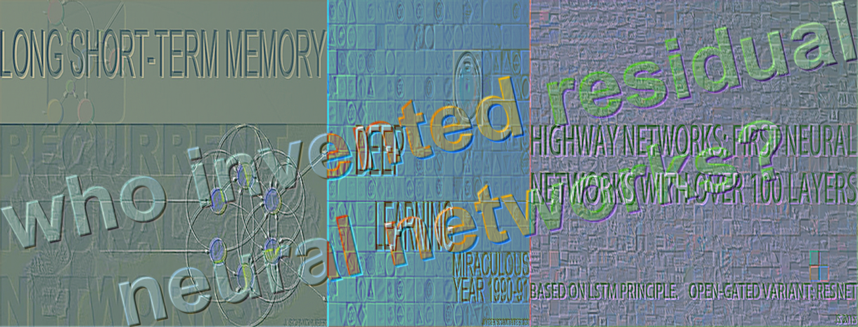 LSTM·Highway Networks·ResNet의 관계를 한 장에 압축한 텍스트 아트 — "BASED ON LSTM PRINCIPLE, OPEN-GATED VARIANT: RESNET" 표기